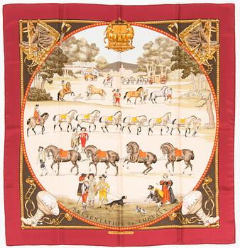 Hermès, a 'Presentation des Chevaux' silk scarf.