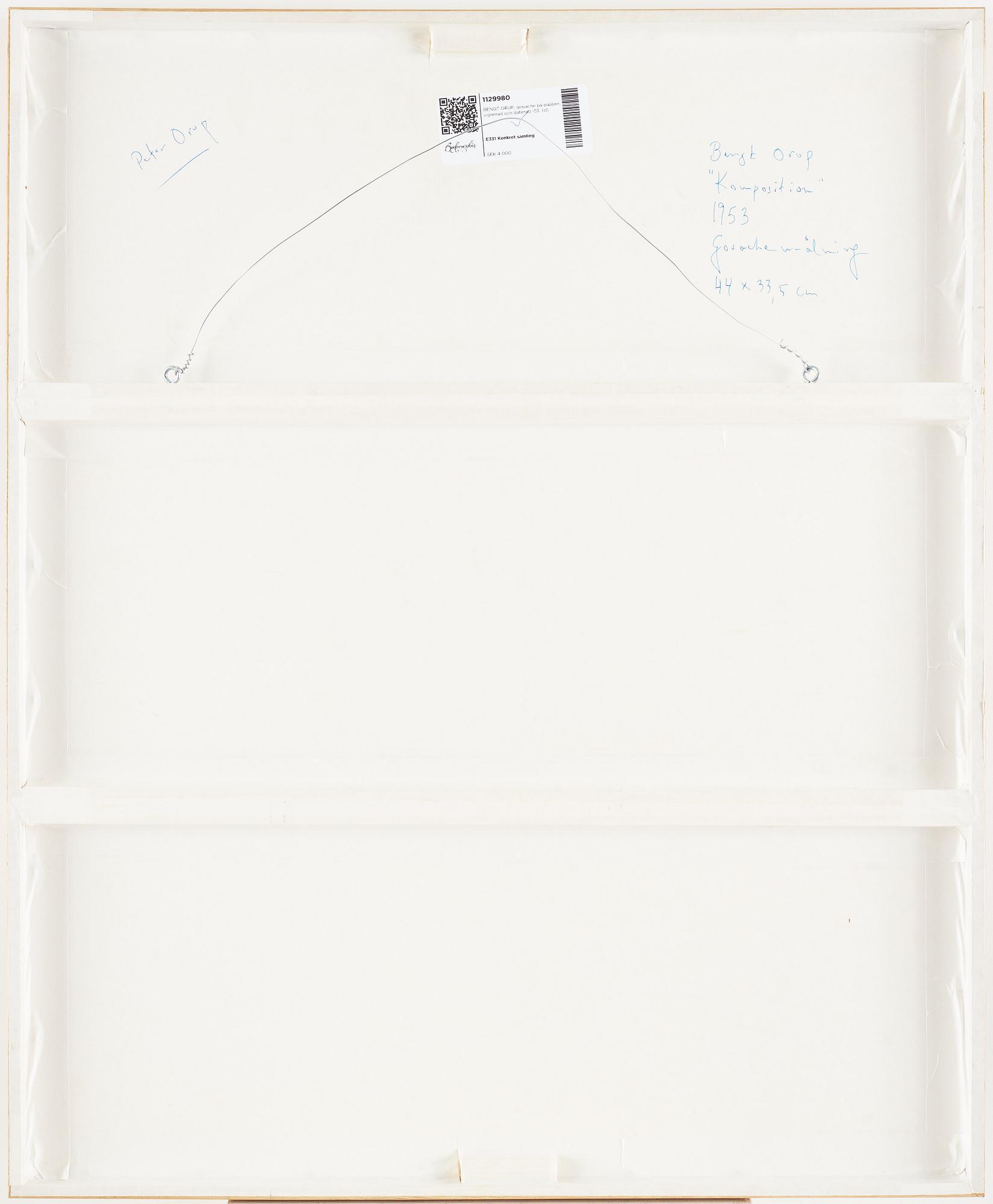 BENGT ORUP, gouache on paper, signed and dated -53.