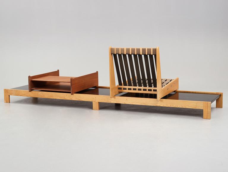 A Torsten Johansson bench with a chair and a table, A.J Iversen, Danmark 1953.