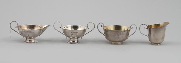 PARTI SILVER, 8 delar, 1900-tal, vikt 480 gram.