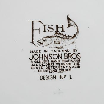 FISKSERVIS, 15 delar, porslin, "Fish", Johnson Bros, England.