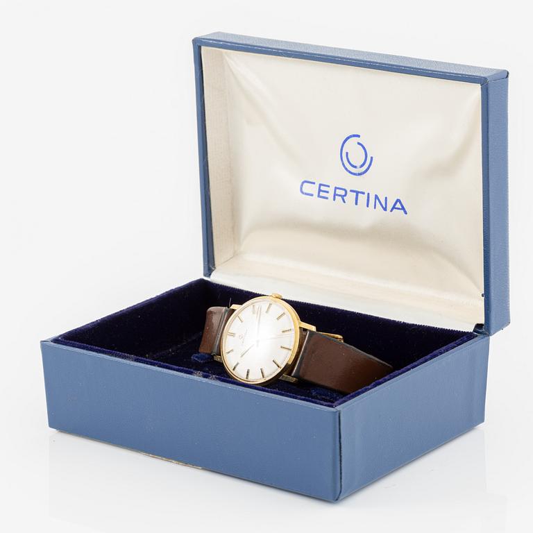 Certina, wristwatch, 18K gold, 34 mm.