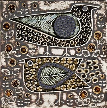 VÄGGPLAKETTER, 3 st, stengods, Lisa Larson, Gustavsberg.