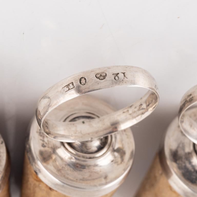 Three Swedish Silver Bottle Stoppers, mark of  Pehr Zethelius, Stockholm 1805.