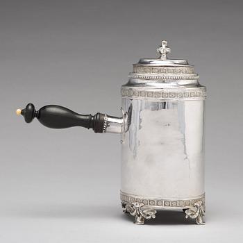 A Swedish 18th century silver coffee-pot, mark of Johan Stras, Stockholm 1783.