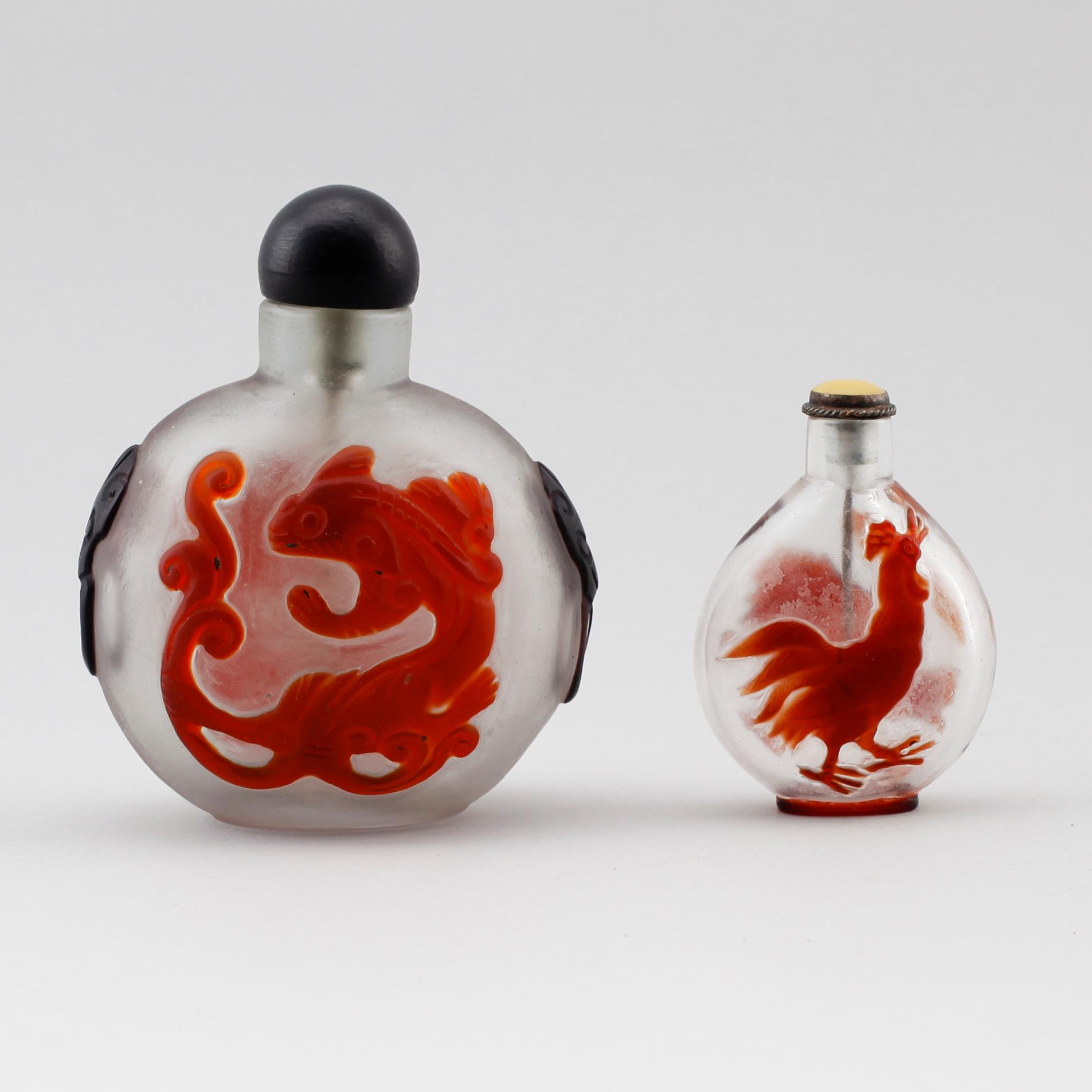 SNUSFLASKOR, 2 st, pekingglas, Kina, sent 1800-/1900-tal.