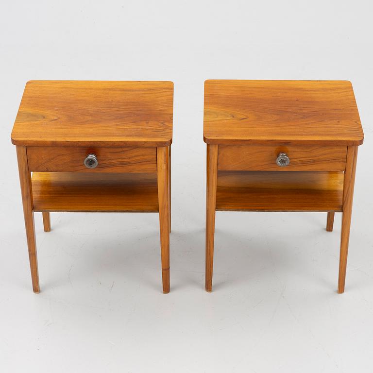 Bedside tables, a pair, Swedish Modern, 1940s-50s.
