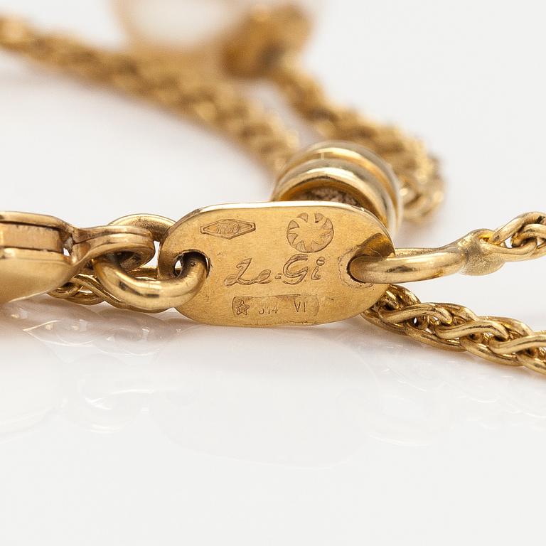 Halsband, 18K guld, odlade pärlor. Le-Gi, Italien.