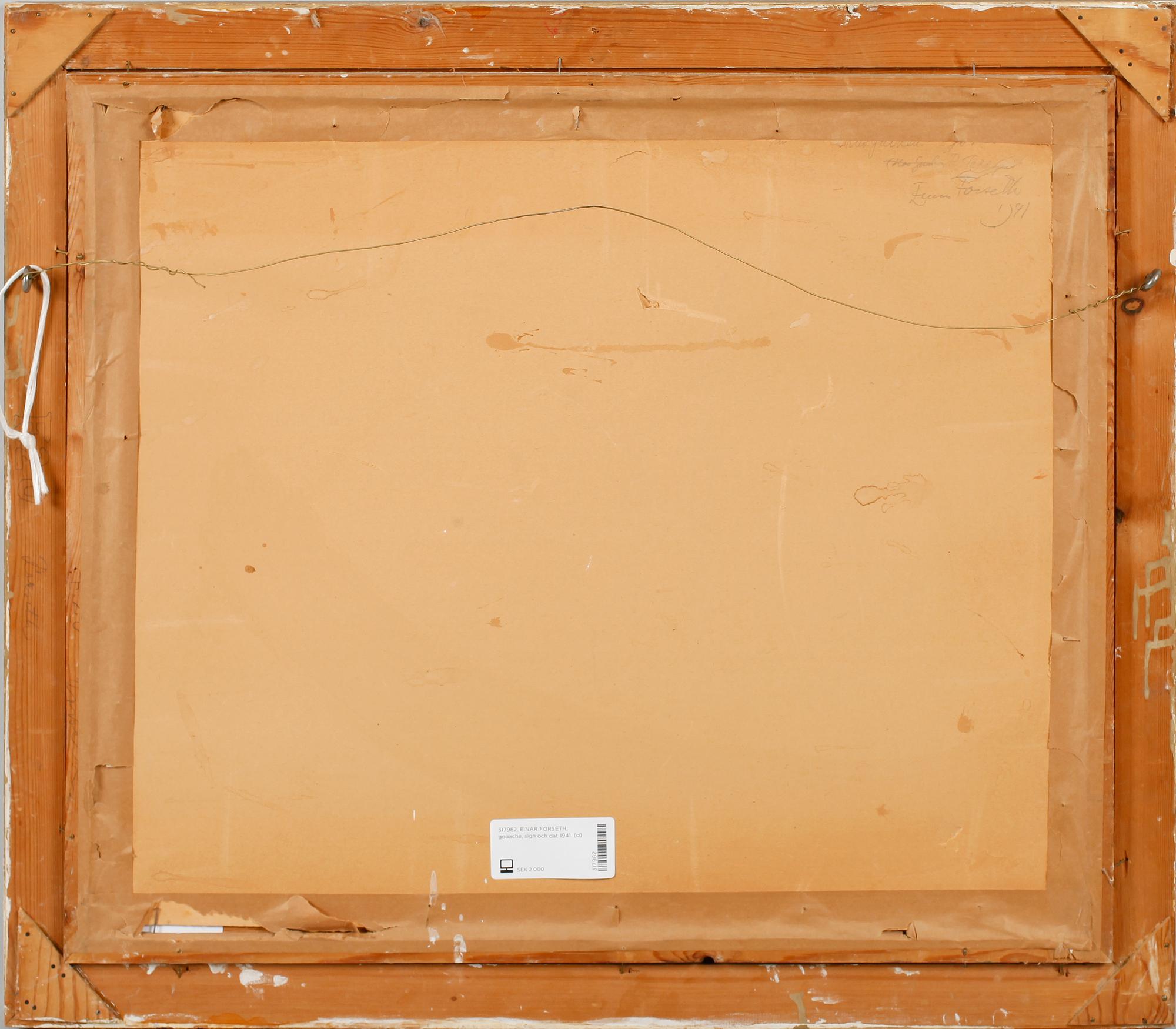 EINAR FORSETH, gouache, sign och dat 1941.