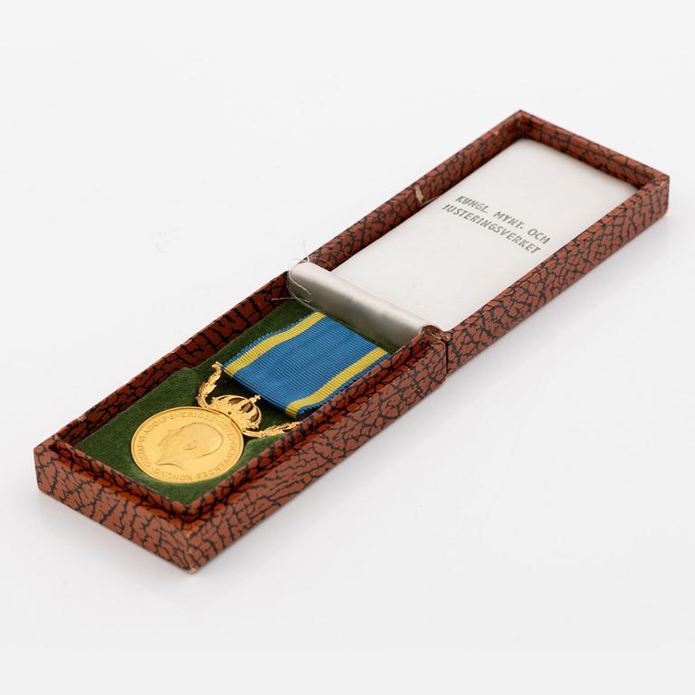 Medalj, guld, Sverige, Gustav VI Adolf.