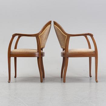 A pair of art noveu armchairs, early 20th Century.