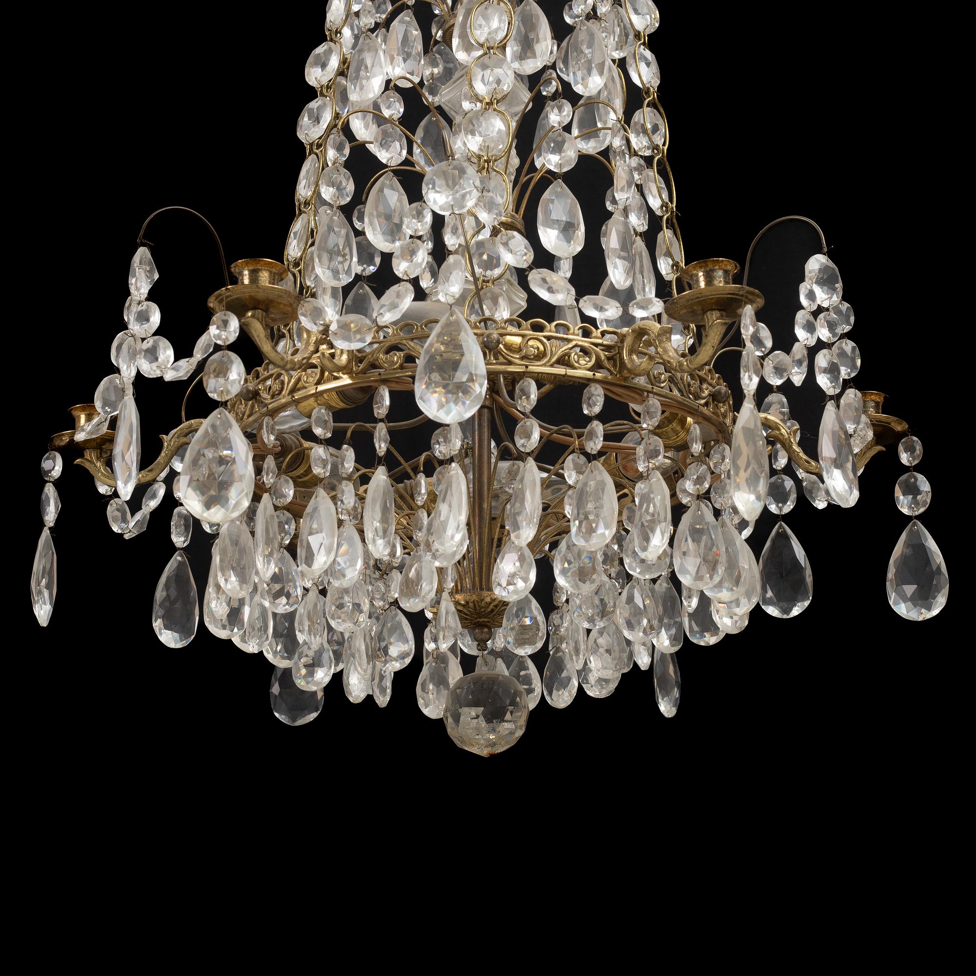 A Gustavian style chandelier, first half of the 20th Century.
