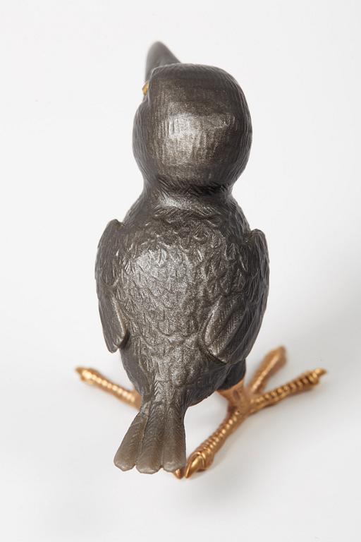 A Fabergé, obsidian figure of a raven-chick, in original case.