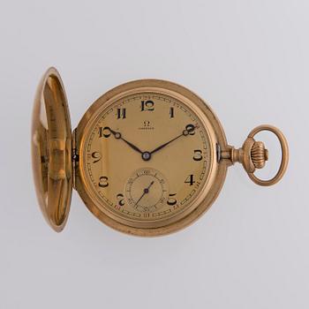 OMEGA, pocket watch, 54 mm, hunter, 14K gold,