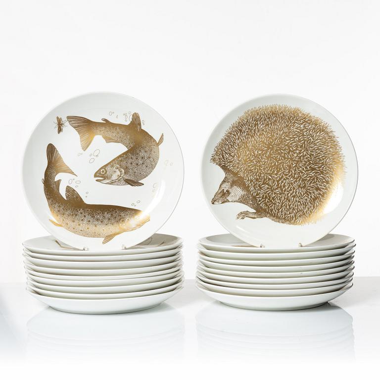 Paul Hoff, 20 plates, 'Arter i fara', Gustavsberg.