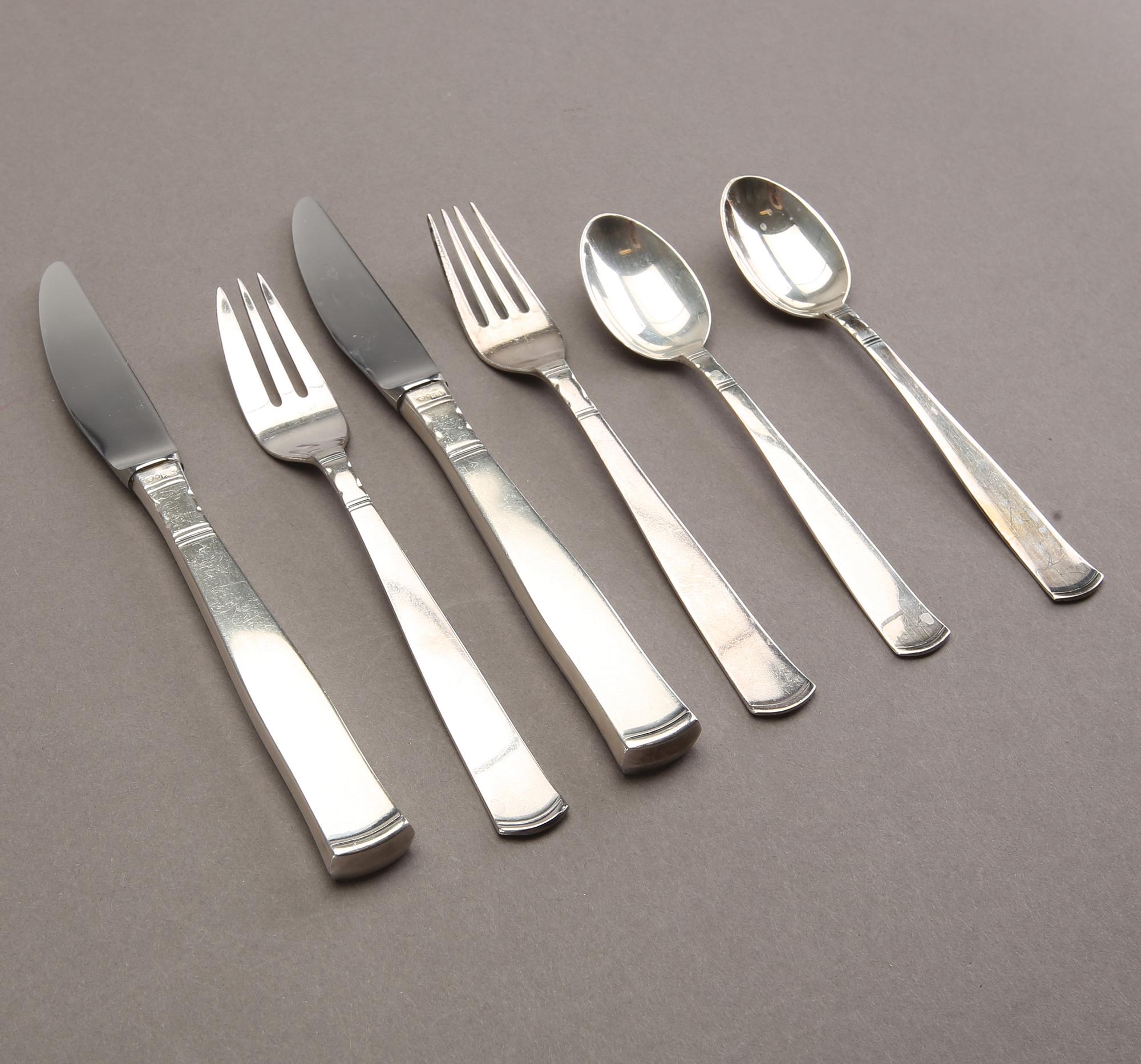 Jacob Ängman, a part 'Rosenholm' silver cutlery, GAB, Stockholm, mixed years (24 pieces).