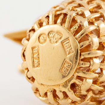 A W.A. Bolin brooch 18K gold and enamel with cultured pearls and round brilliant-cut diamonds, design Barbro Littmarck.