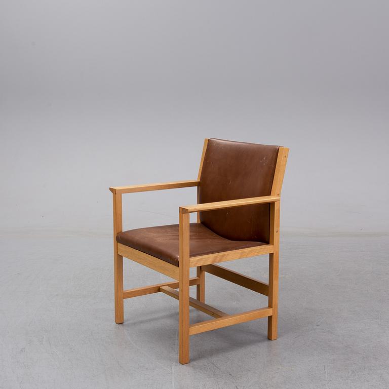 Børge Mogensen, an oak and brown leather 'BM 73' chair, A/S Frederica Stolefabrik, Denmark.