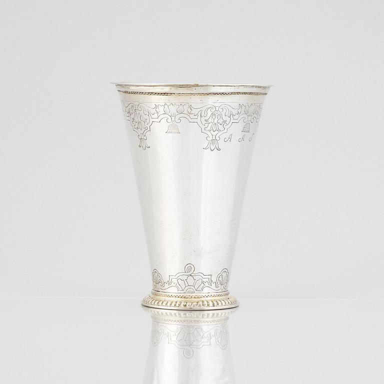 A Swedish early 18th century parcel-gilt silver beaker, mark of Erik Löfman (Uppsala 1690-1718 (1729).