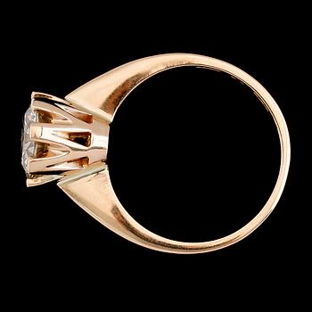 RING, 18K guld, solitär briljantslipad diamant 2.01 ct. svenska stämplar.