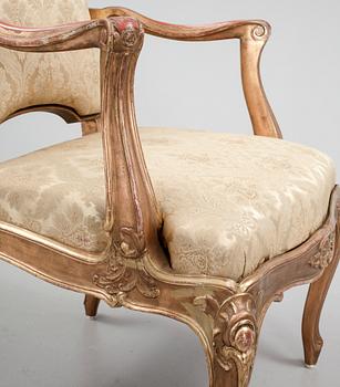 KARMSTOLAR, ett par, nyrokoko, möjligen Frankrike, 1800-tal.