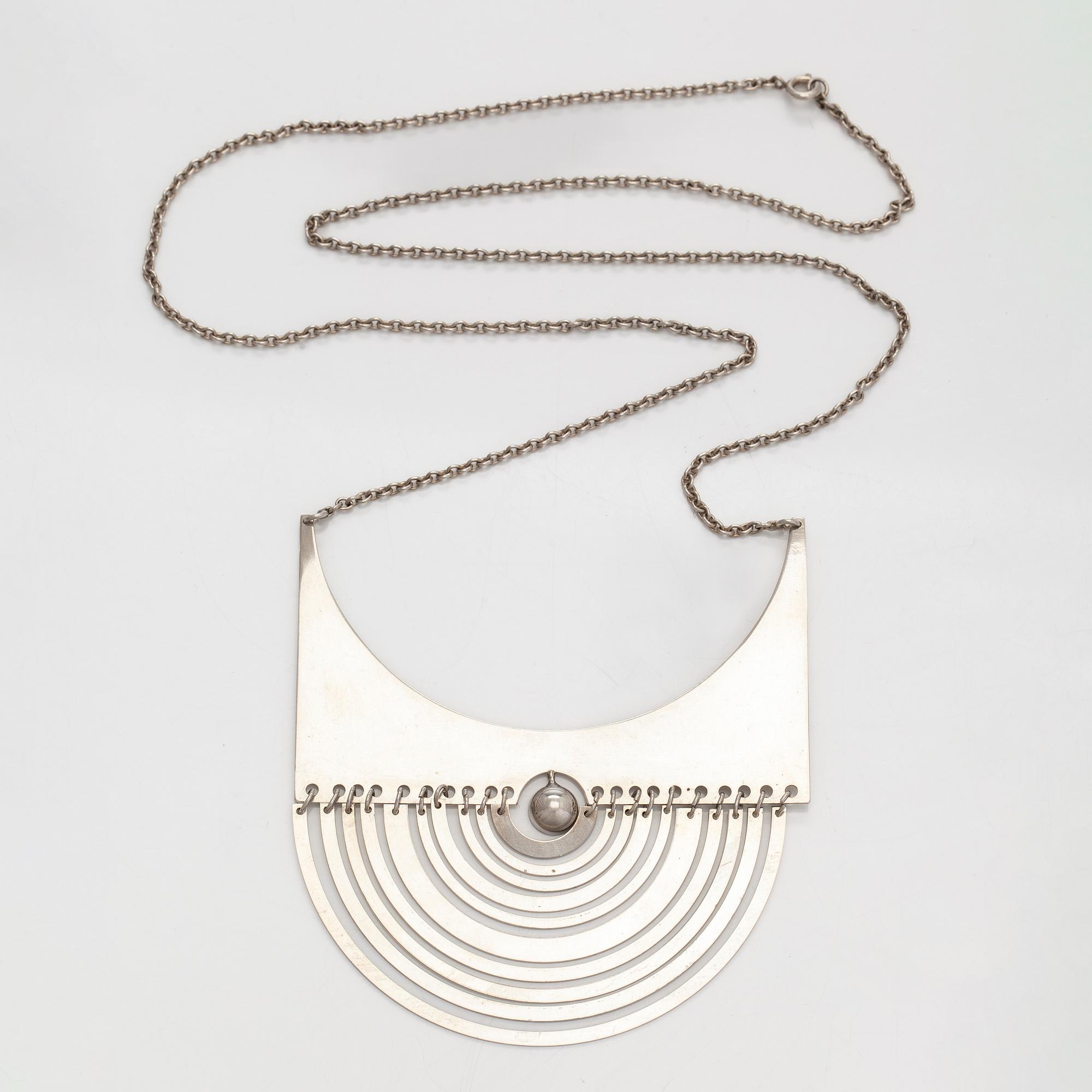 Tapio Wirkkala, necklace, "Half Moon", sterling silver. Westerback, Helsinki 1972.