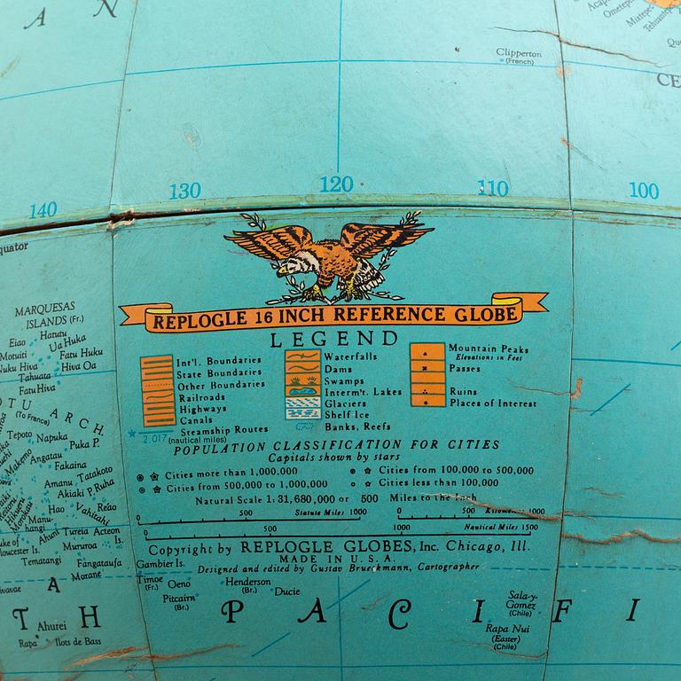 A "LEGEND" GLOBE, USA, first half of the 20th century.