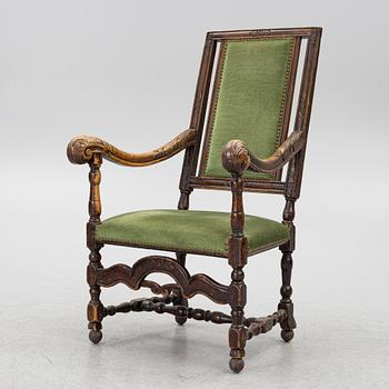 A Baroque armchair, 18th century.
