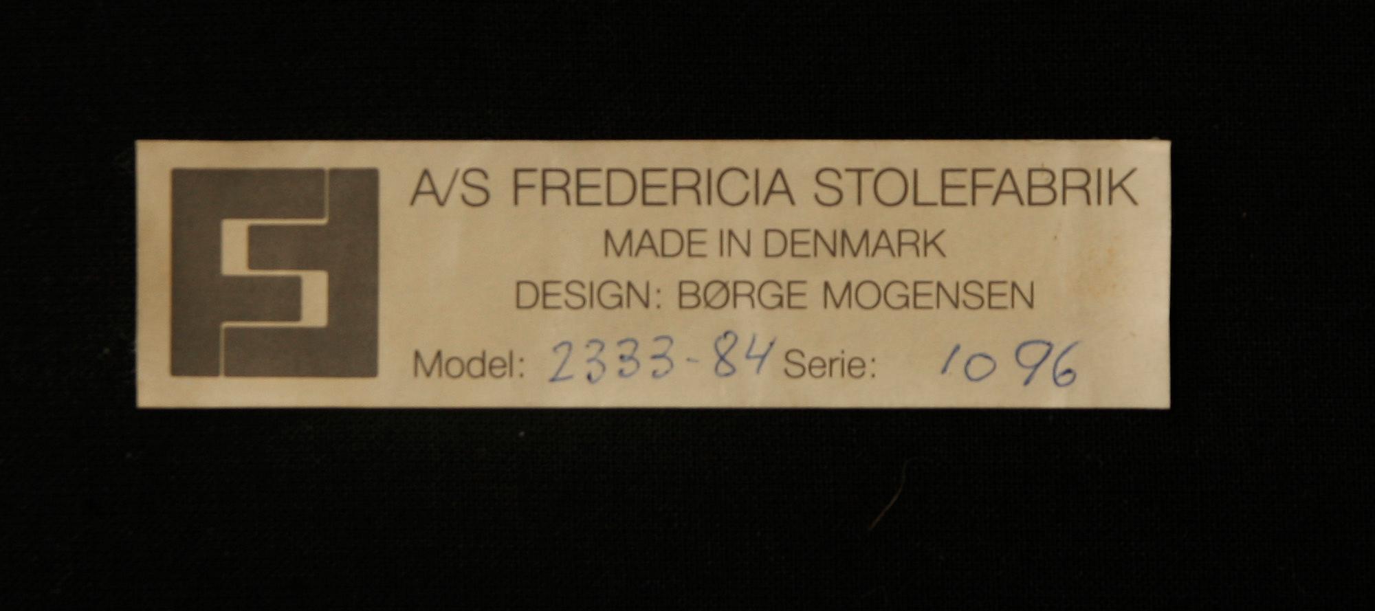 SOFFA, Börge Mogensen, Fredericia Stolefabrik, Danmark.