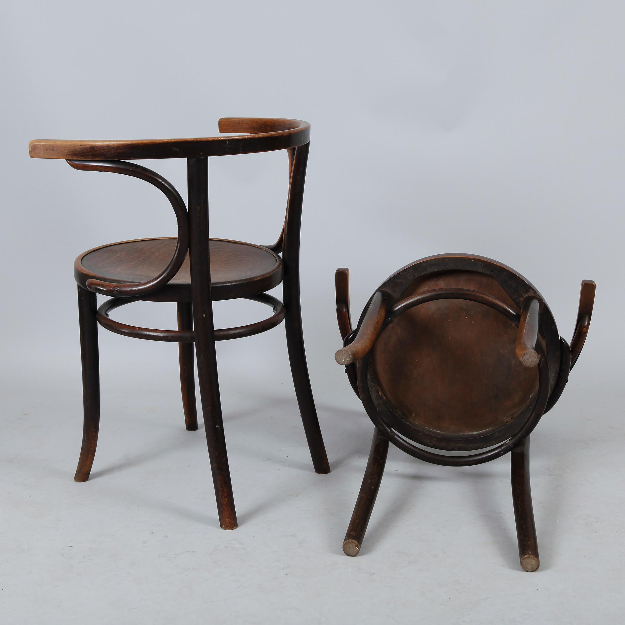 KARMSTOLAR, 7 st, tidigt 1900-tal, bla Thonet.