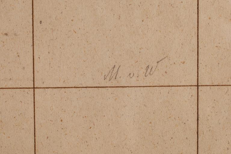 MAGNUS VON WRIGHT, teckning, signerad M v.W.