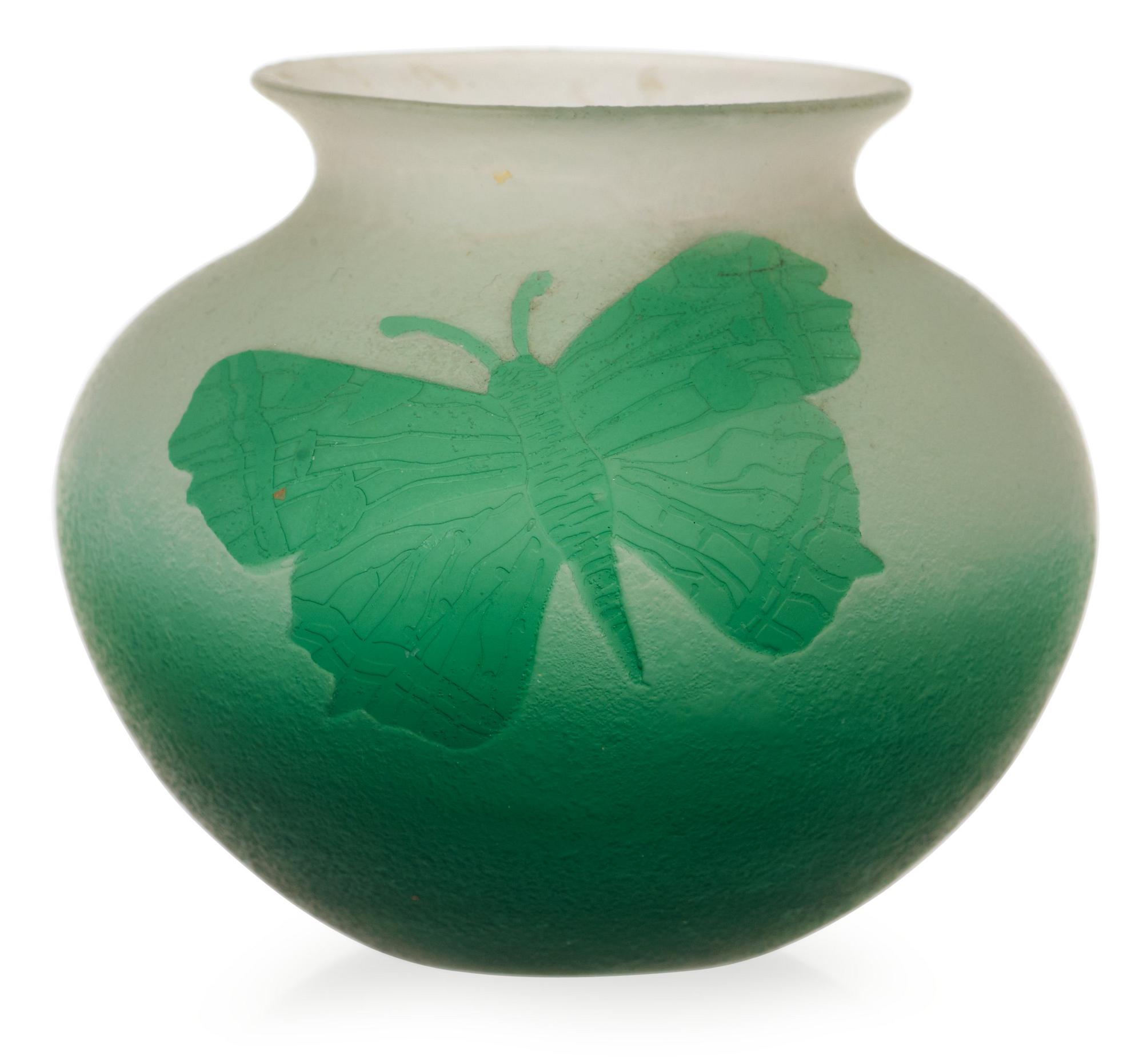 A Karl Lindeberg Art Nouveau cameo glass vase, Kosta, Sweden.
