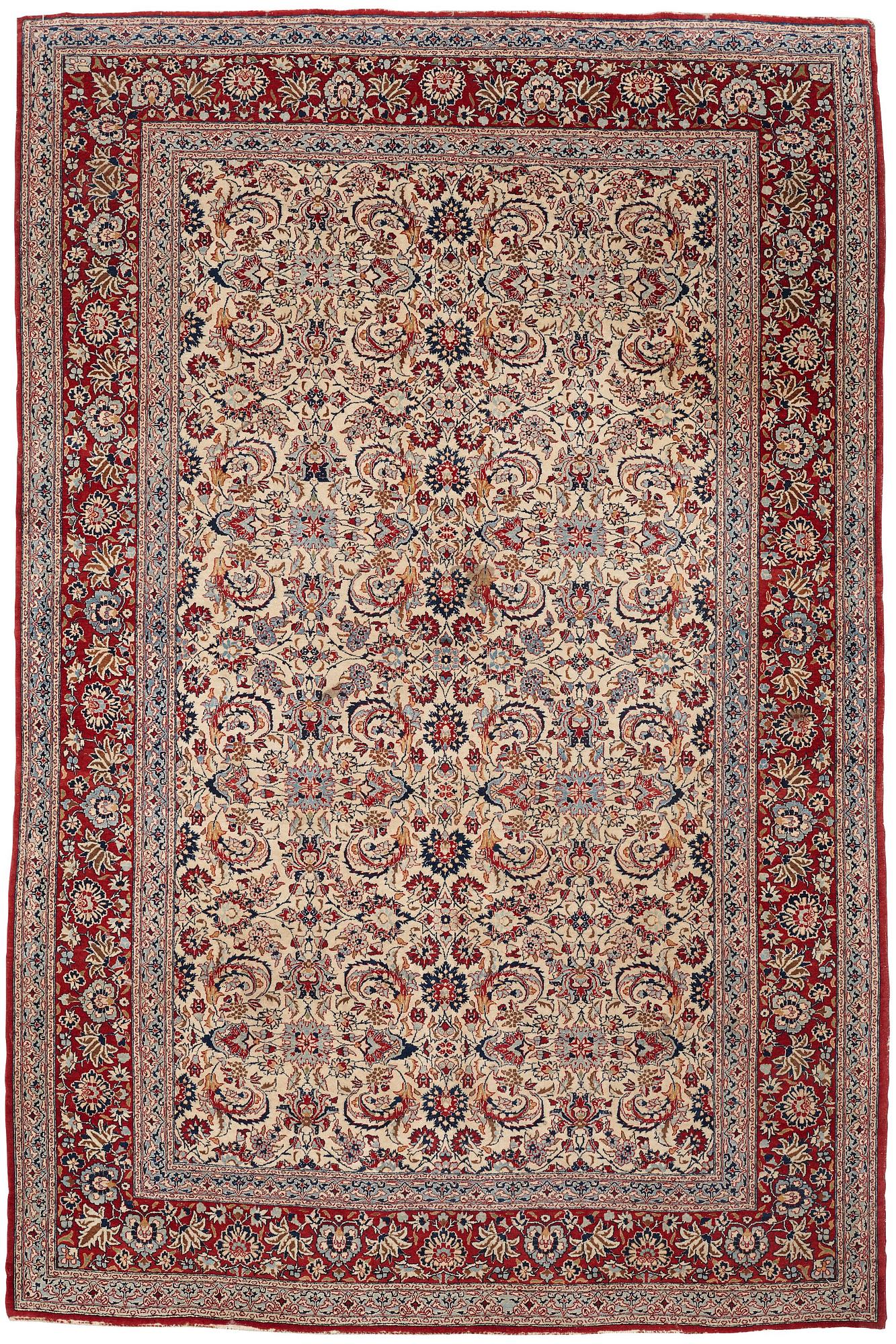 MATTO, semi-antique/Old Nain Tuteshk, part silk, ca  228 x 150 cm.