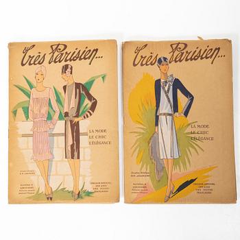Seven French fashion magazines, 'Trés Parisien', with 123 pochoir fashion plates, Paris, G.-P. Joumard, 1927–31.