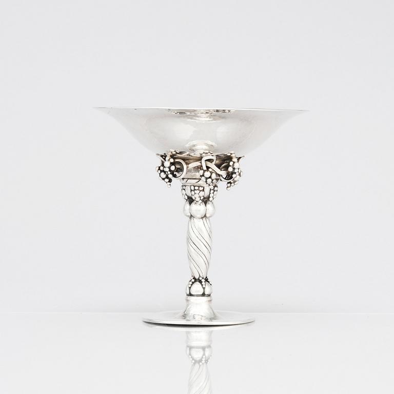 Georg Jensen, a sterling bowl on a stem, with grapes, Copenhagen 1945-77, design nr 263 A.