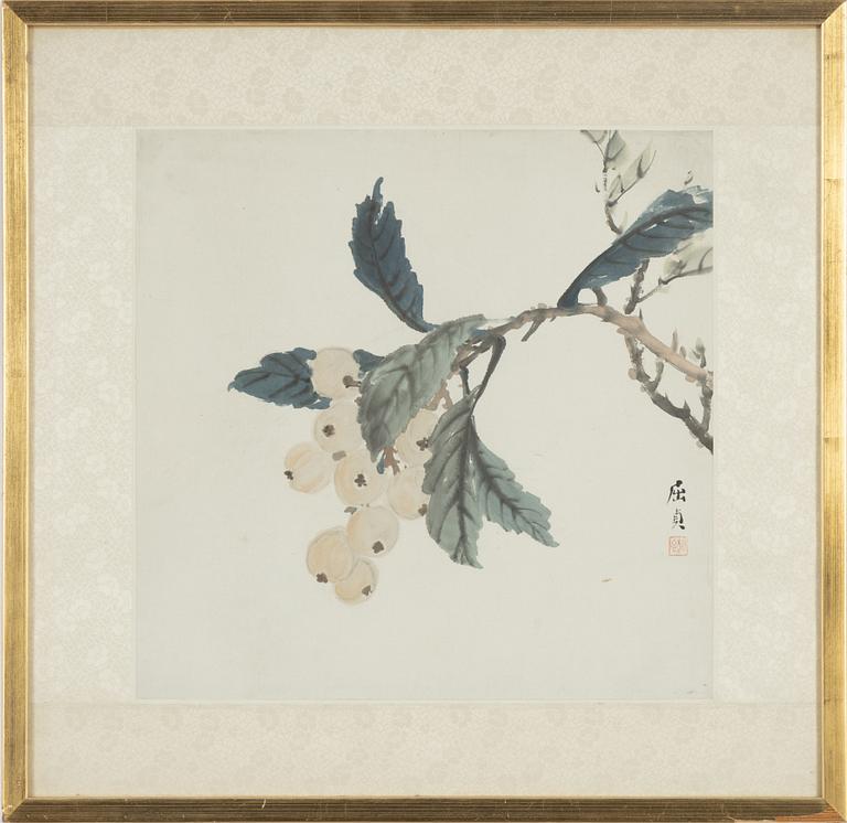 A Chinese painting, colour and ink on paper, signed Qu Zhen (1909-1977).