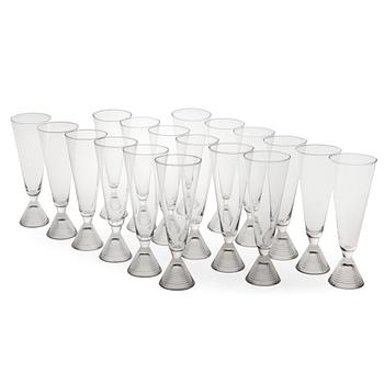 208. Tapio Wirkkala, A SET OF 18 CHAMPAGNE GLASSES.