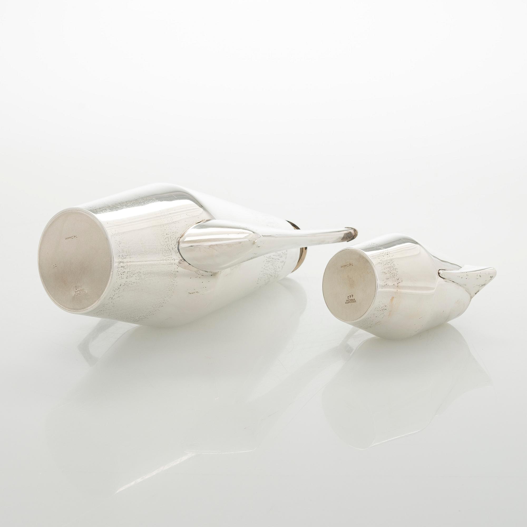 John Prip, a three-piece ‘The Diamond’ sterling silver coffee set for  Reed & Barton, c. 1960s.