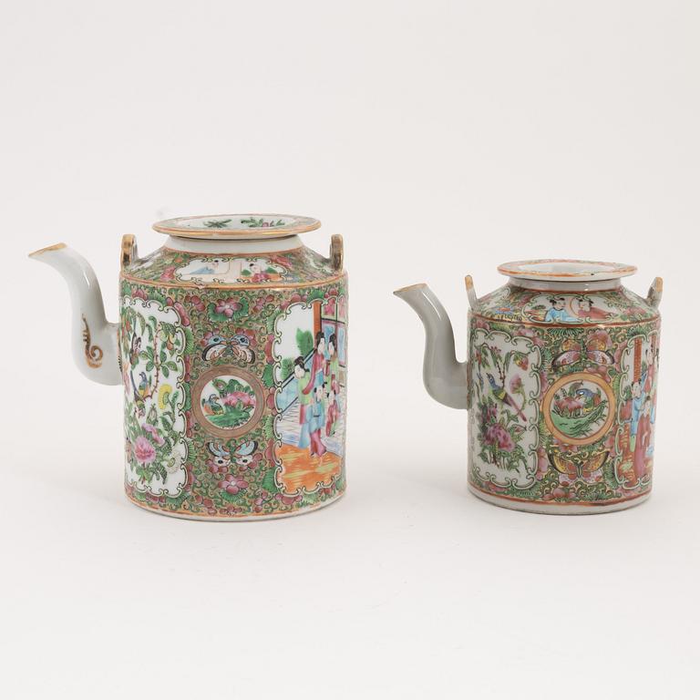 Two Chinese porcelain teapots, Canton, late 19th Century.