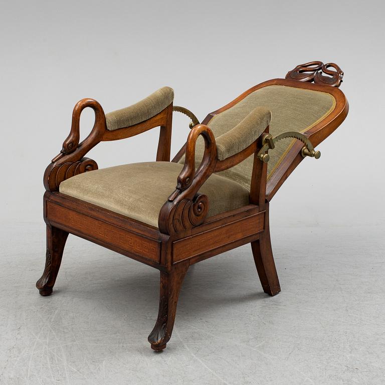 A mahogany recliner, late 19th Century.