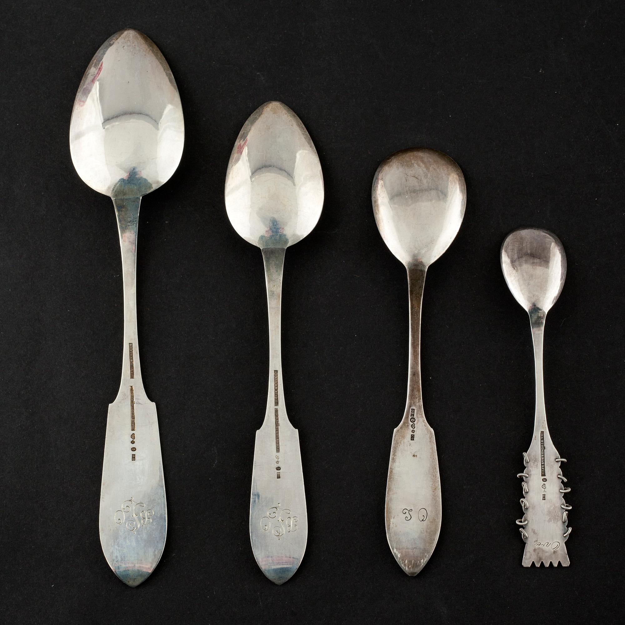 Seventeen silver spoons, mostly model "Tornedal", Oskar Strömbergs efterträdare, Haparanda, around the mid 20th century.