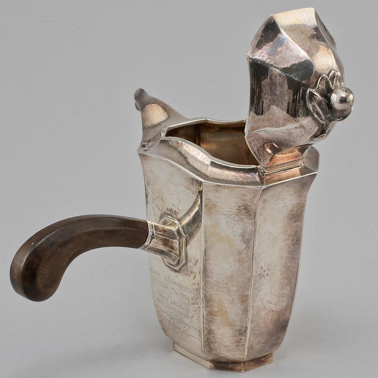 KAFFESERVIS, 3 delar, silver, GAB, Stockholm, 1929 och 1934. Total vikt 930 g.