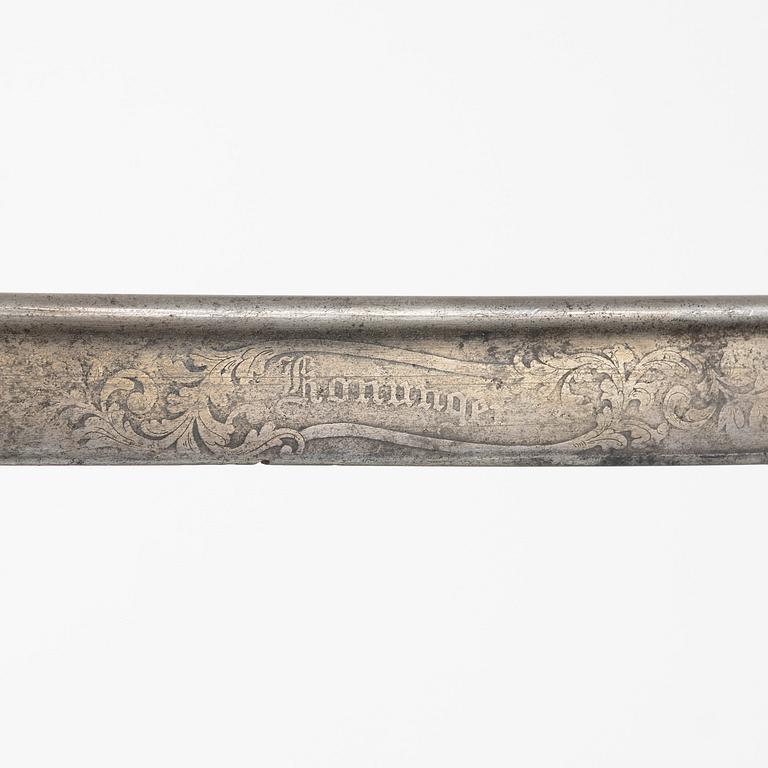 Sabre, Swedish, 1859 pattern for infantry officer, with scabbard.