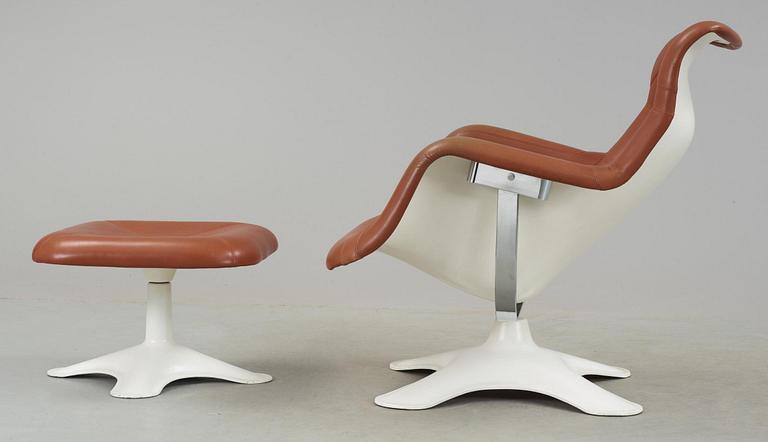 An Yrjö Kukkapuro 'Karuselli' easy chair with ottoman, Haimi, Finland 1960's-70's.