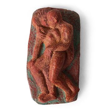 Bror Hjorth, "Kärlekspar" (Amorous couple). Signed Bror Hjorth and numbered 8/9. Painted terracotta. L...