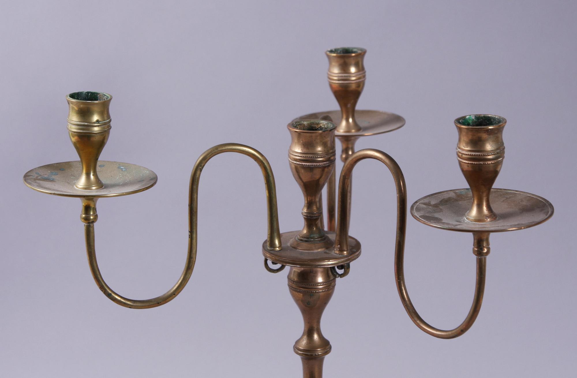 KANDELABER, mässing. 1800-tal.