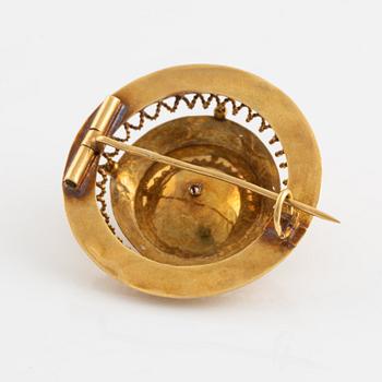Brosch, Frankrike, 1800-tal, 18K guld med syntetisk sten.