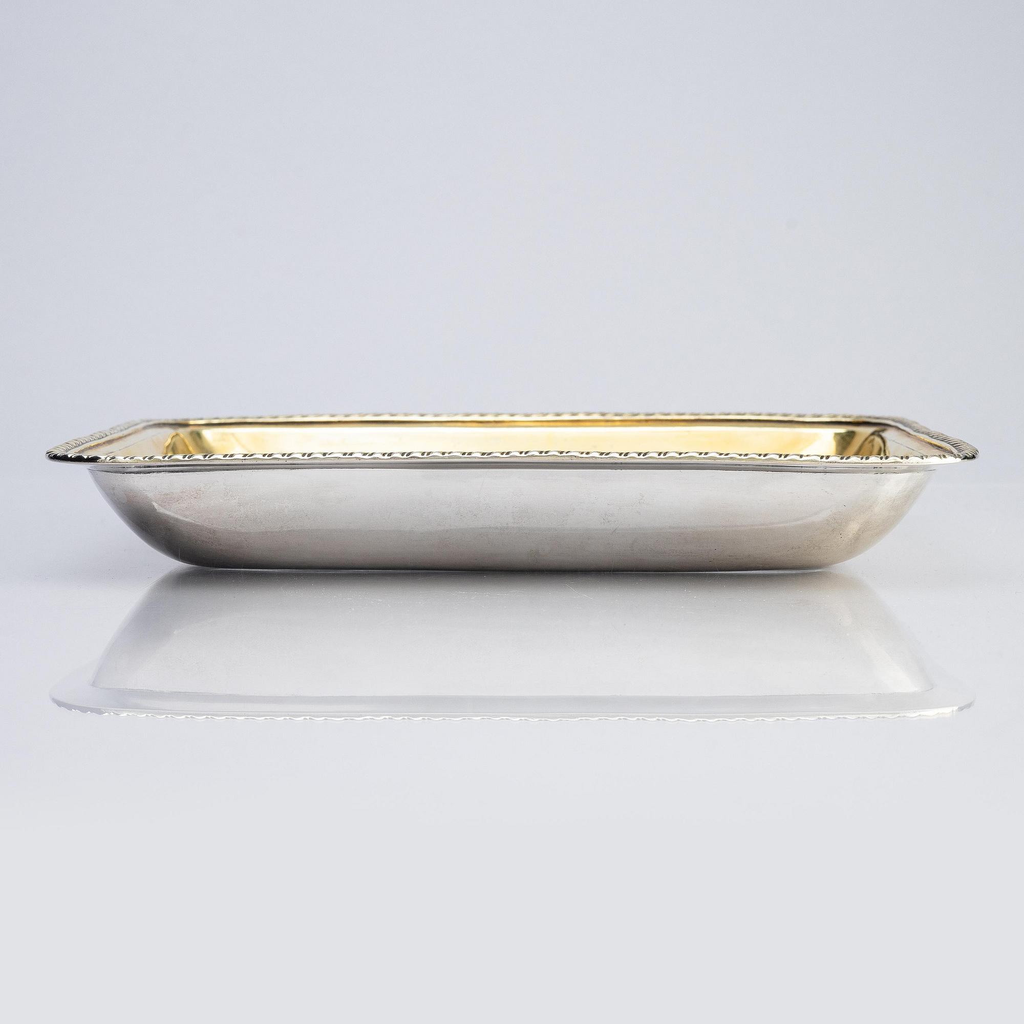 A Swedish parcel-gilt silver dish, mark of Johan Petter Grönvall, Stockholm 1829.