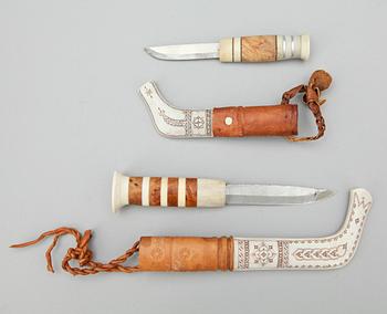 SAMEKNIVAR, 2 st, Bengt Olof Unga, Lannavara samt Lars Erik Huuva, Kiruna.