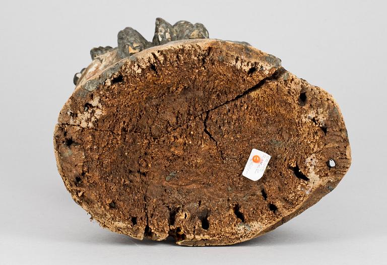 FIGURIN, trä, byst, bemålad. 1800-1900-tal.